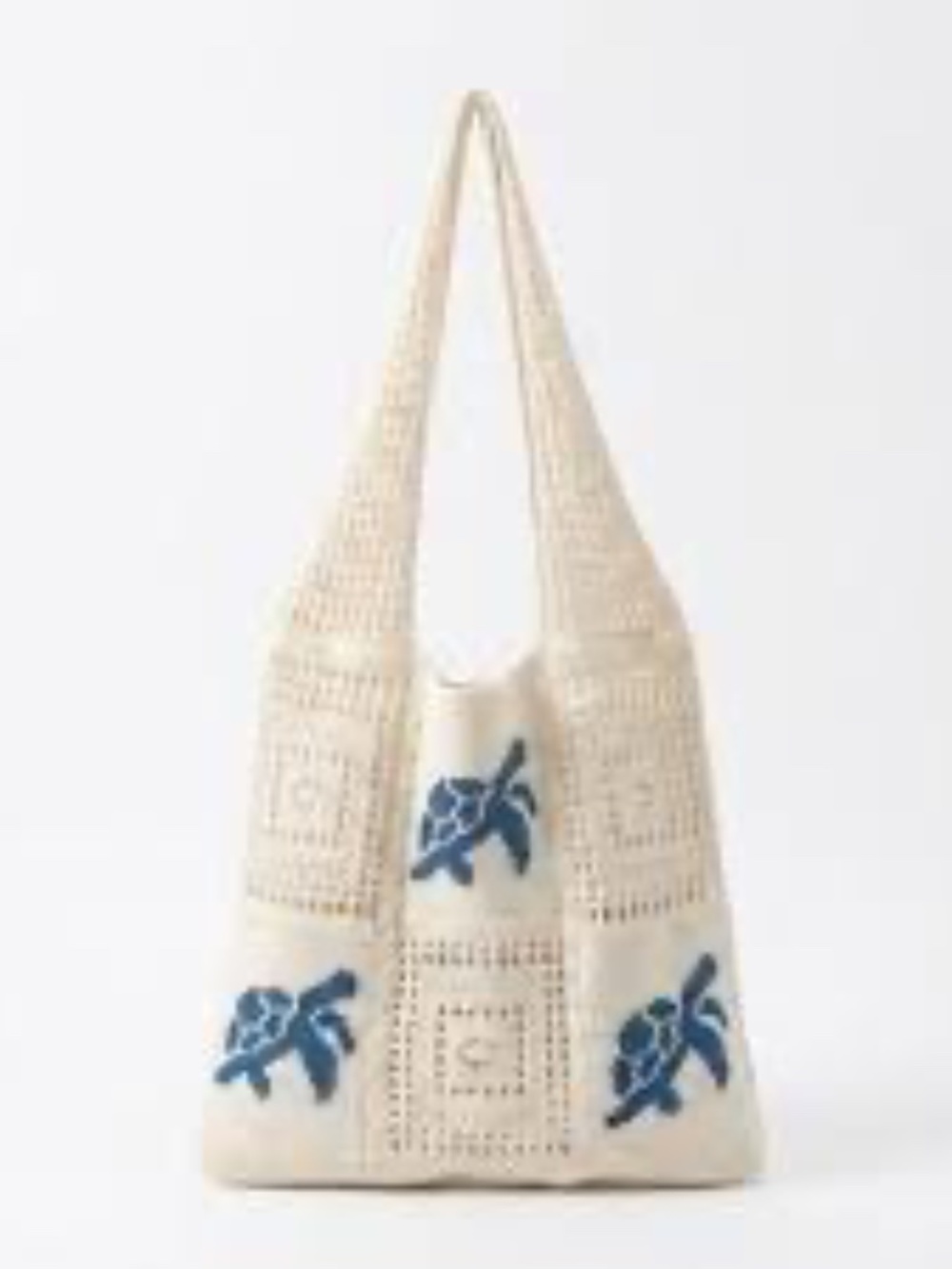 CROCHET TOTE BAG with BLUE TURTLE ACCENTS - Picture 3 of 16
